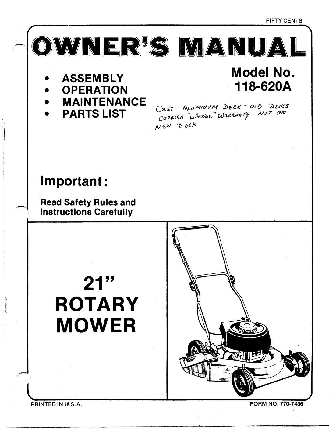 Bolens 118-620A manual 