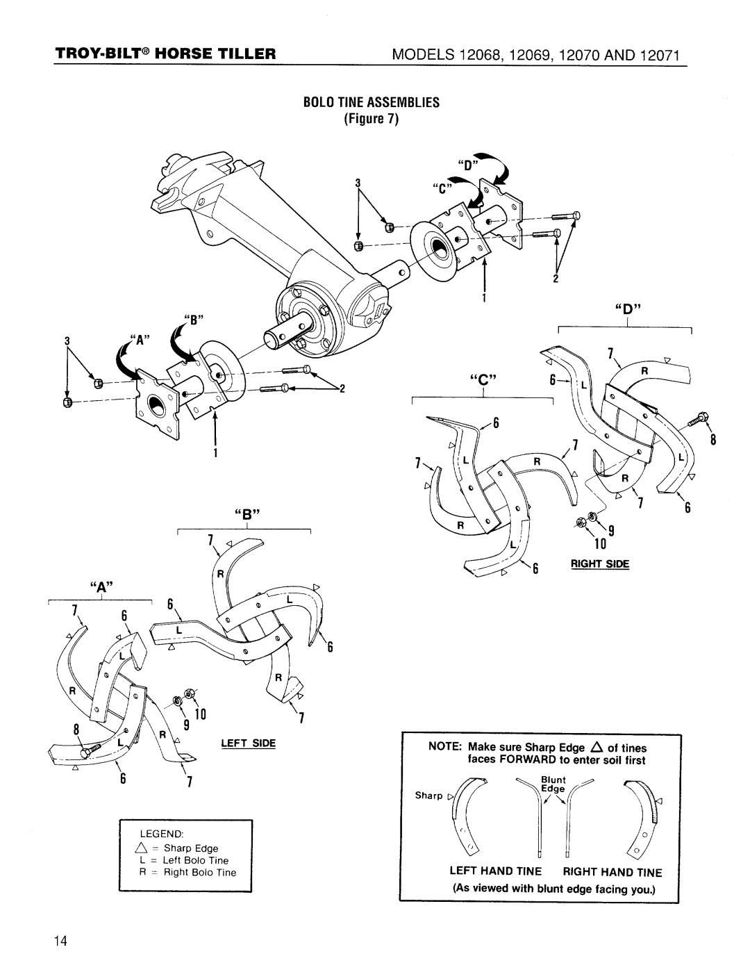 Bolens 12069, 12089C, 12068, 12071, 12070 manual 