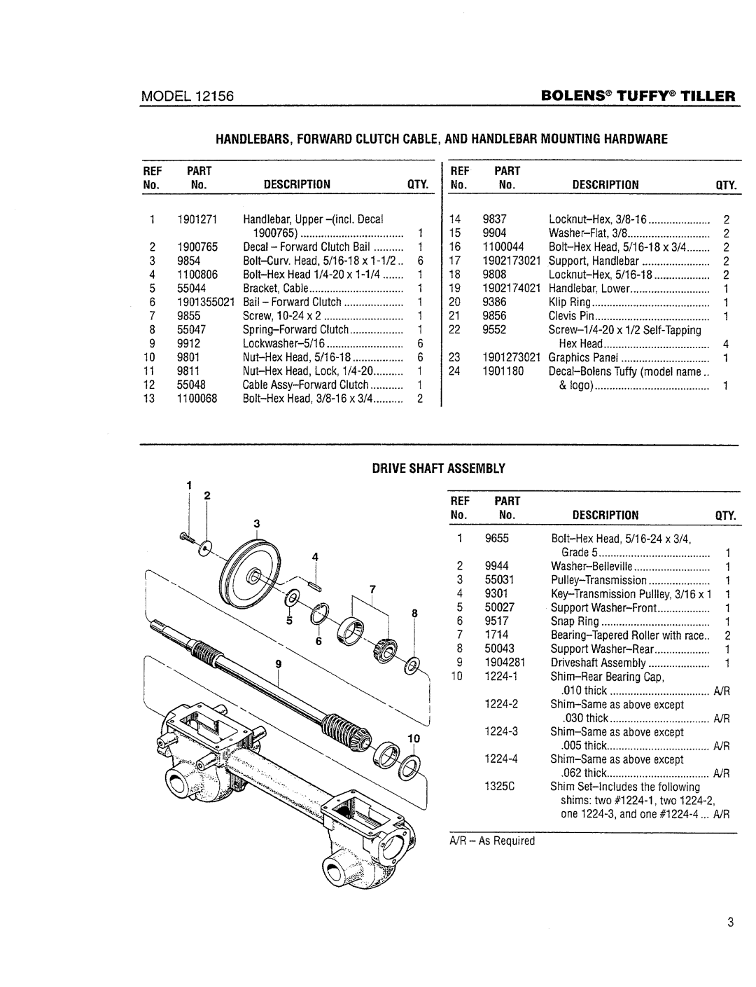 Bolens 12156 manual 