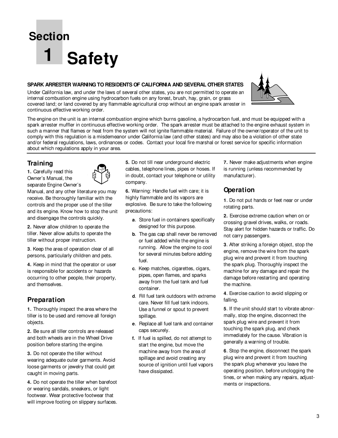 Bolens 12180 owner manual Safety, Training 