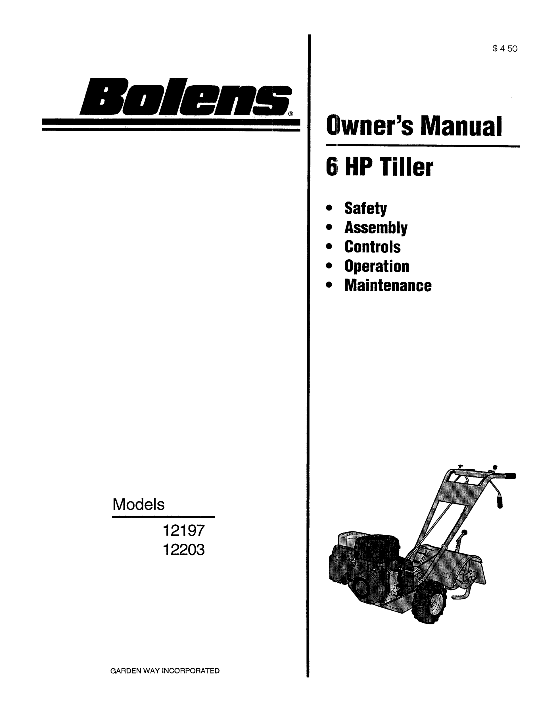 Bolens 12197 manual 