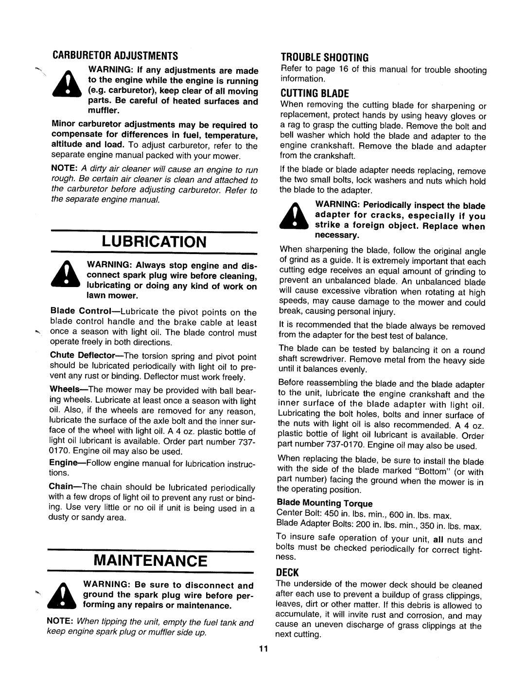 Bolens 122-282R000, 122-280R000, 122-281R000 manual 