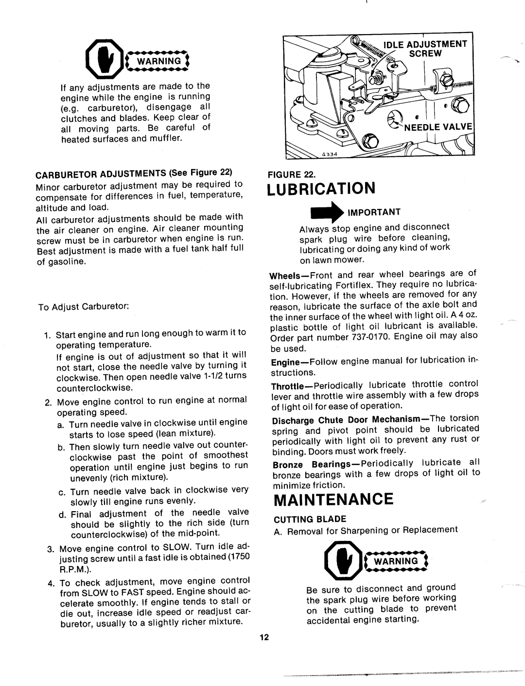 Bolens 122-336A, 122-336-120 manual 