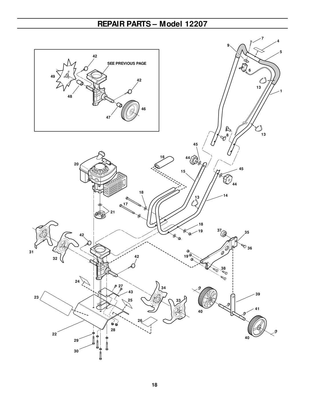 Bolens 12207 owner manual Repair Parts Model 