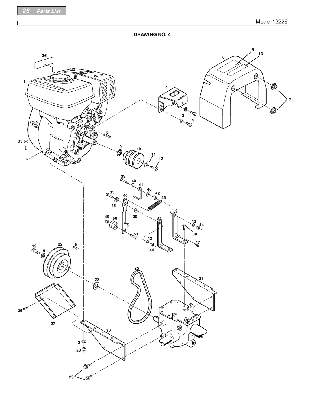 Bolens 12226 owner manual Parts List 