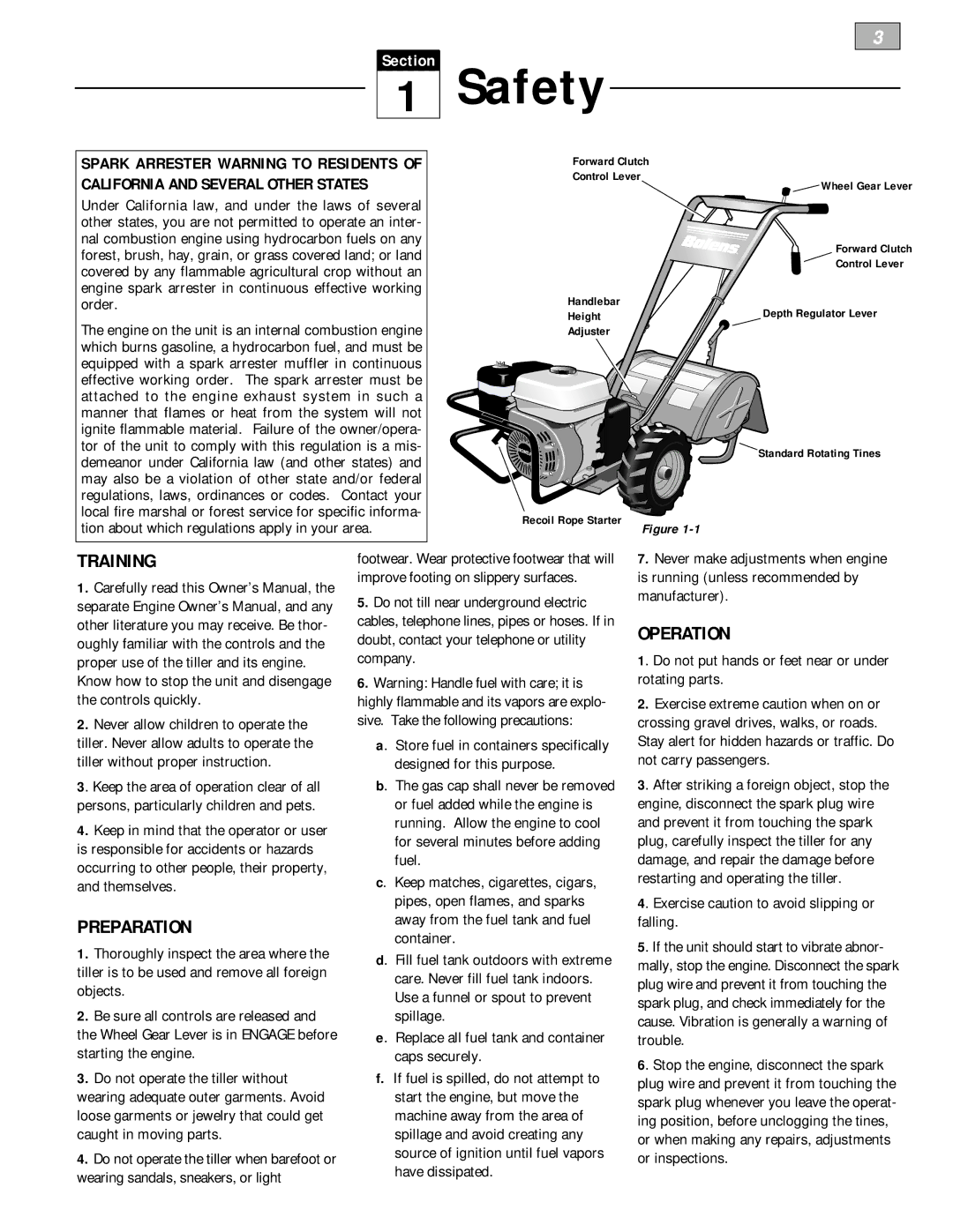 Bolens 12226 owner manual Training, Preparation, Operation, Exercise caution to avoid slipping or falling 