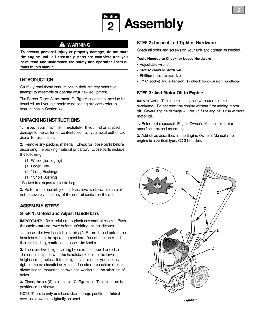 Bolens 12228 owner manual Introduction, Unpacking Instructions, Assembly Steps 