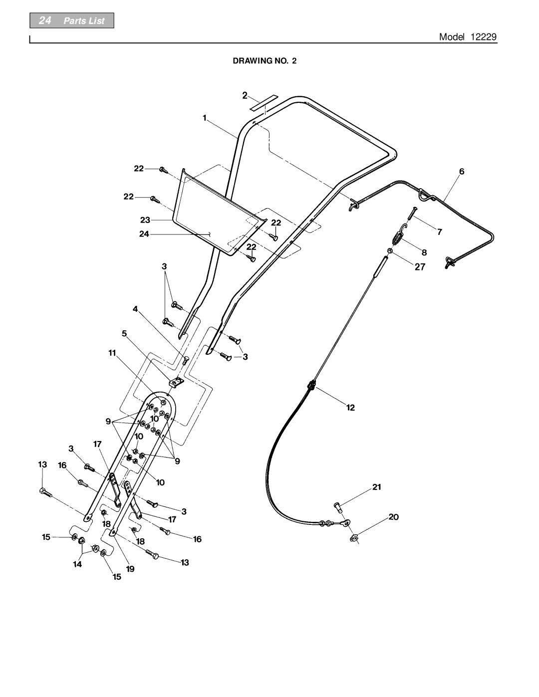 Bolens 12229 owner manual Parts List 