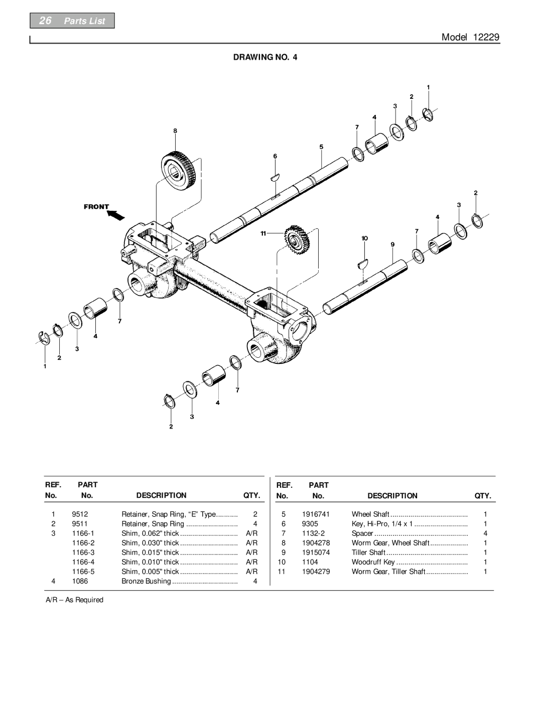 Bolens 12229 owner manual 9512 