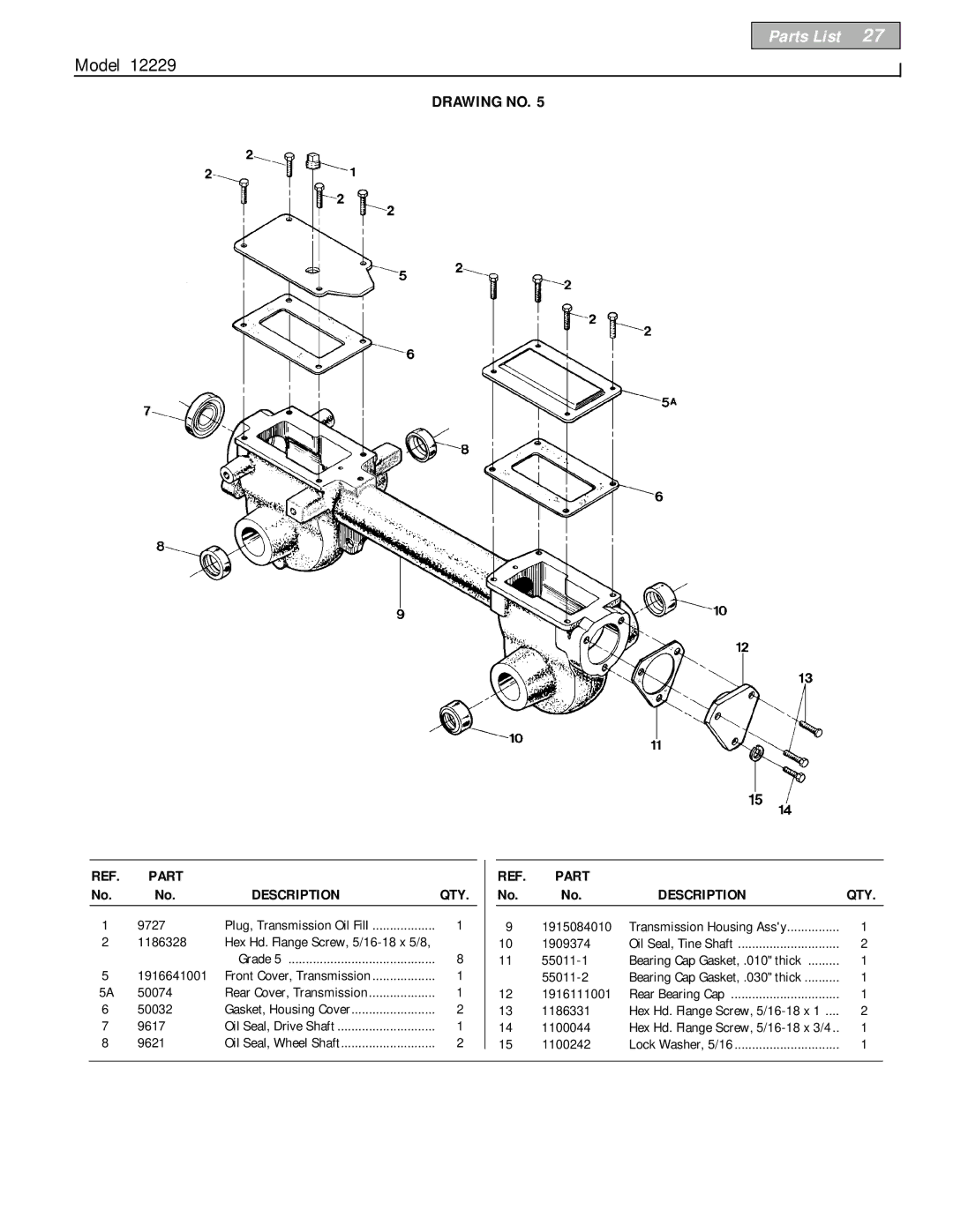 Bolens 12229 owner manual 9727 