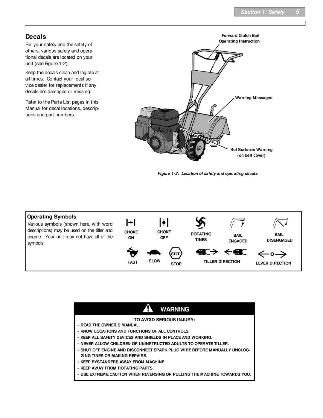 Bolens 12229 owner manual For your safety and the safety, To Avoid Serious Injury 