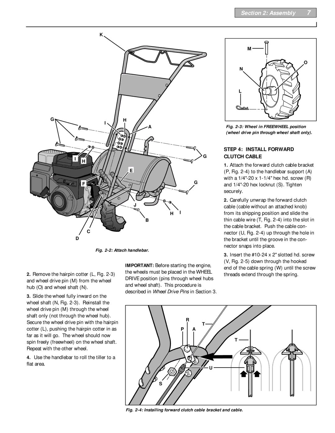 Bolens 12229 owner manual Install Forward, Clutch Cable 