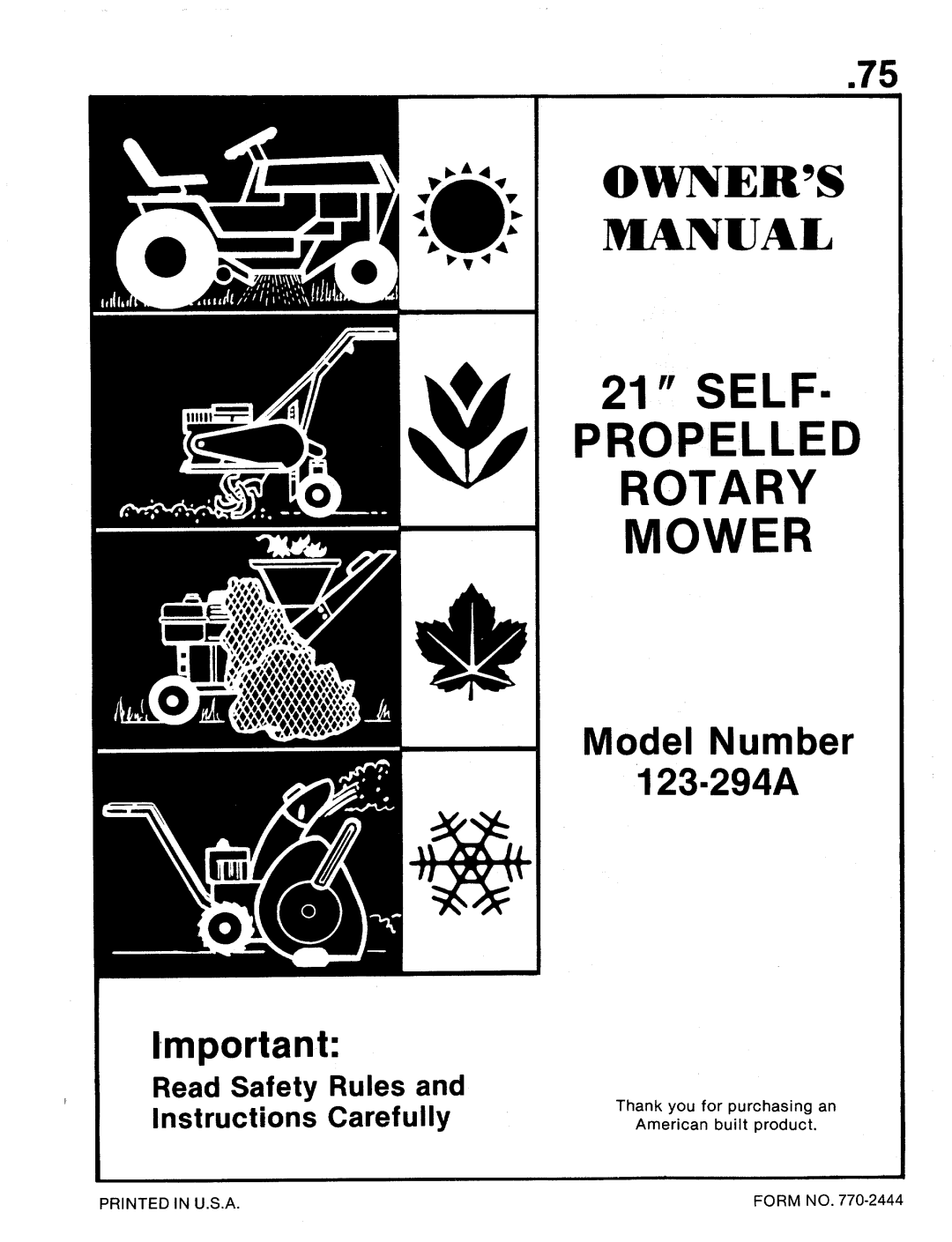 Bolens 123-294A manual 