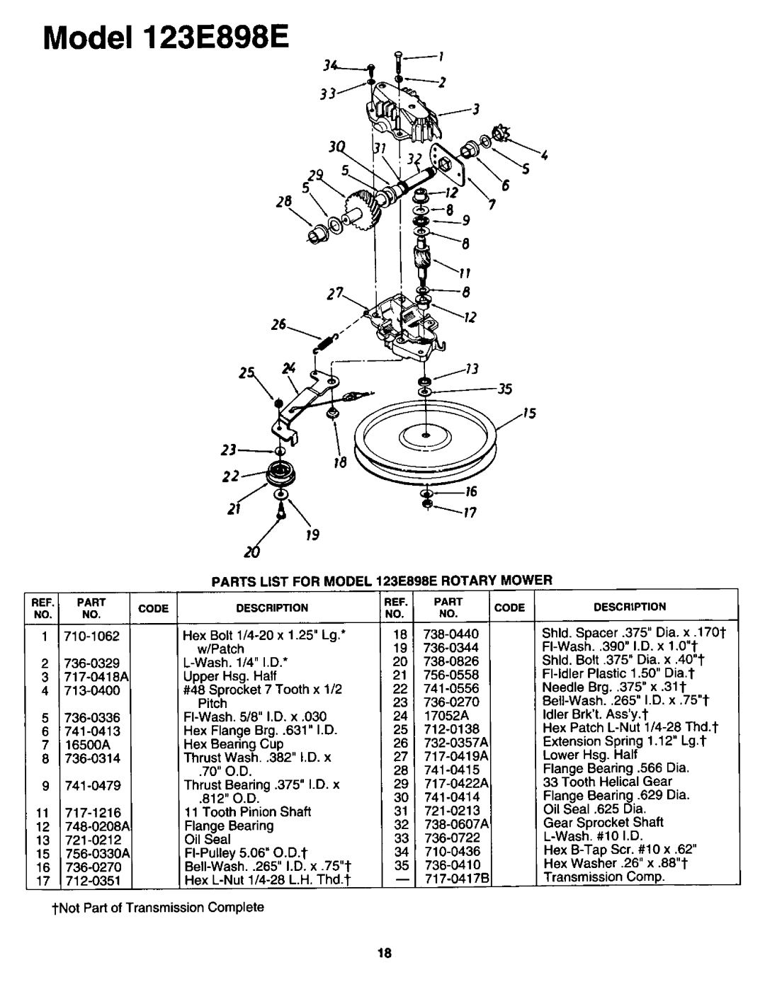 Bolens 123E898E190 manual 