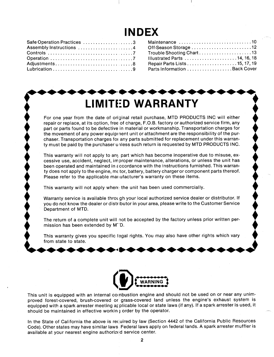 Bolens 124-553-000 manual 