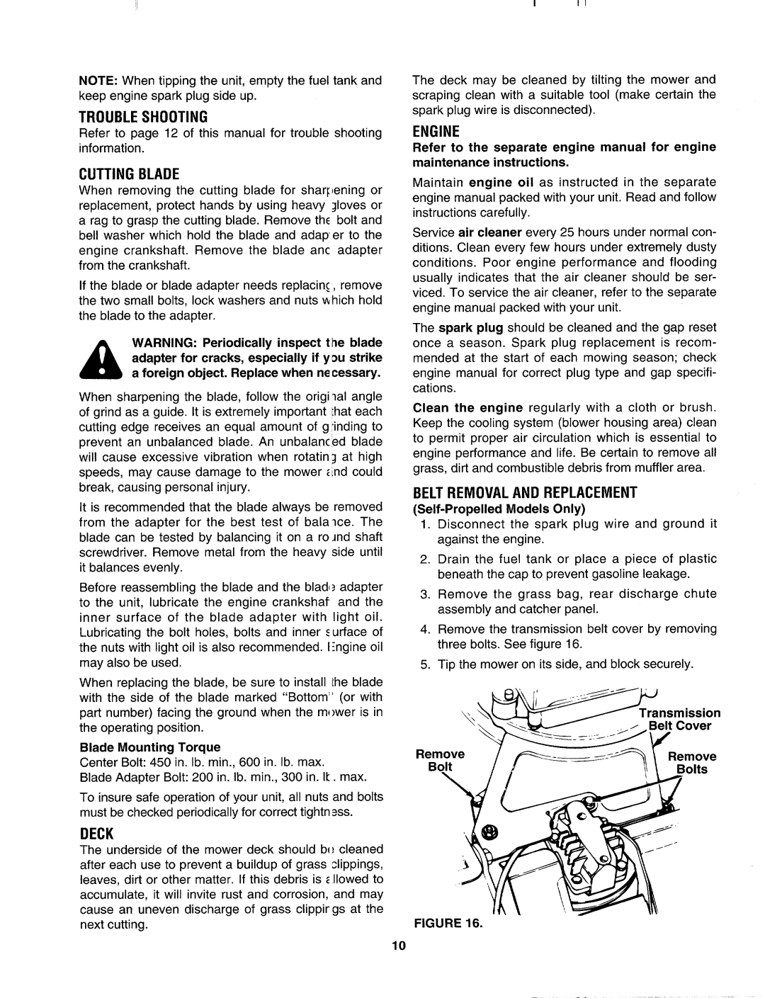 Bolens 124-848L401, 114-808L401 manual 