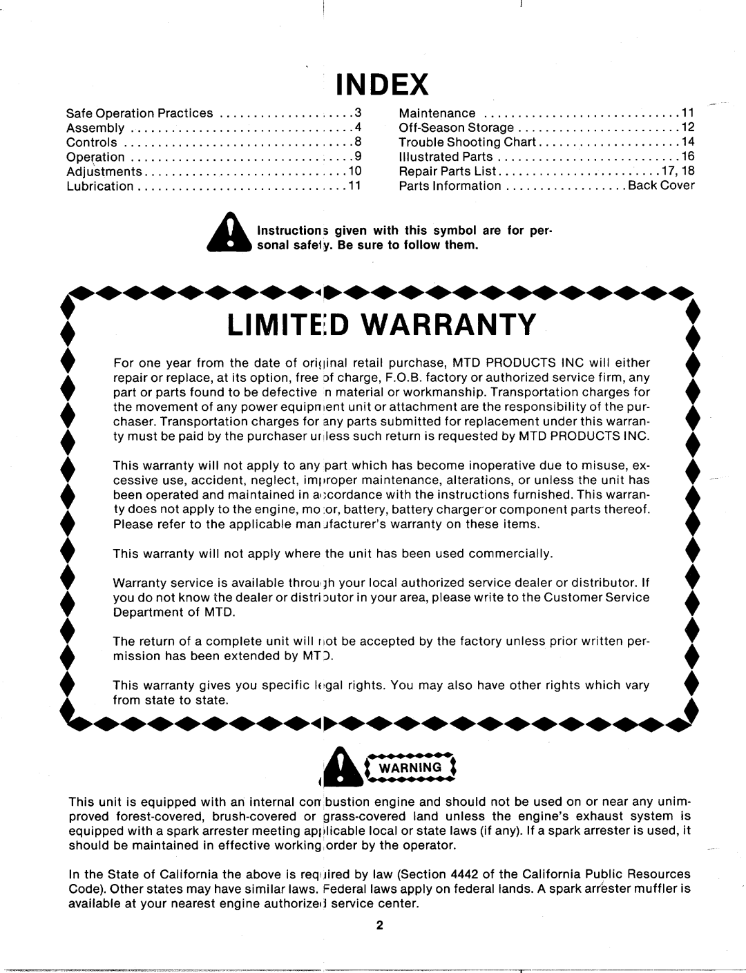 Bolens 125-222-000 manual 