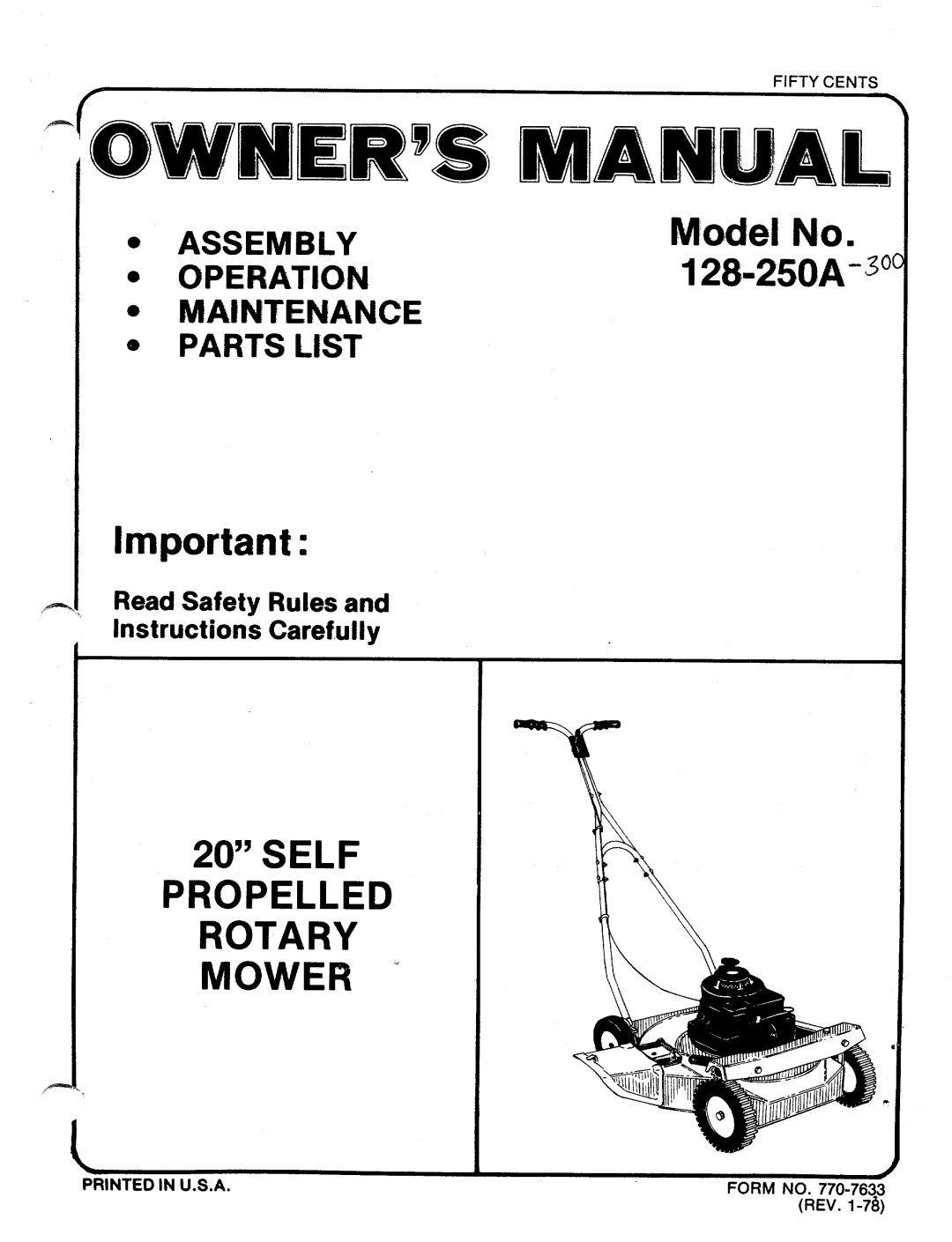 Bolens 128-250A manual 