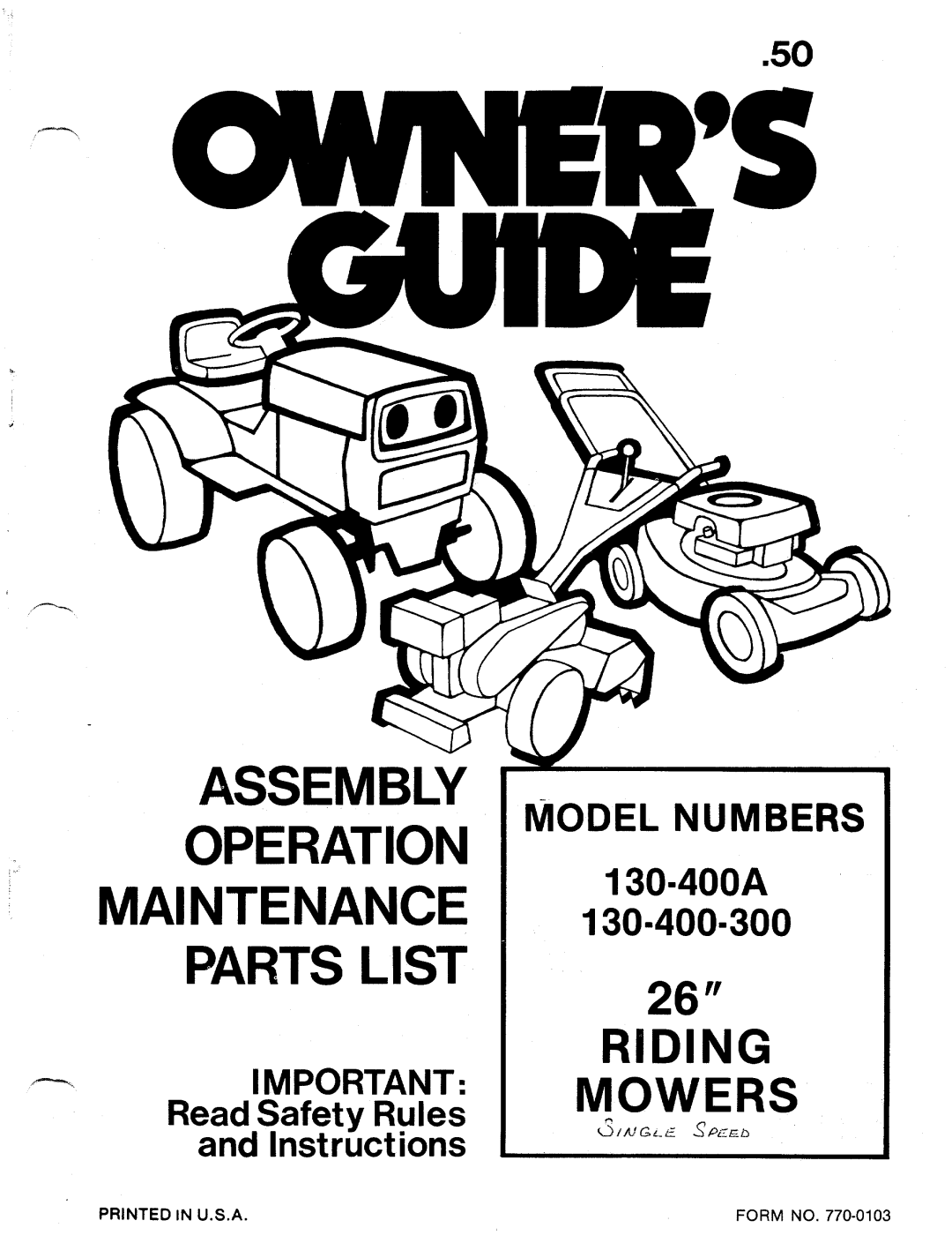 Bolens 130-400-300, 130-400A manual 