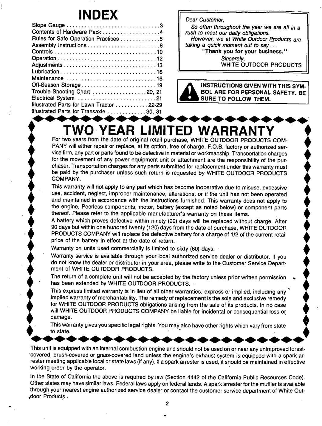 Bolens 130-511C190, 130-521D190 manual 