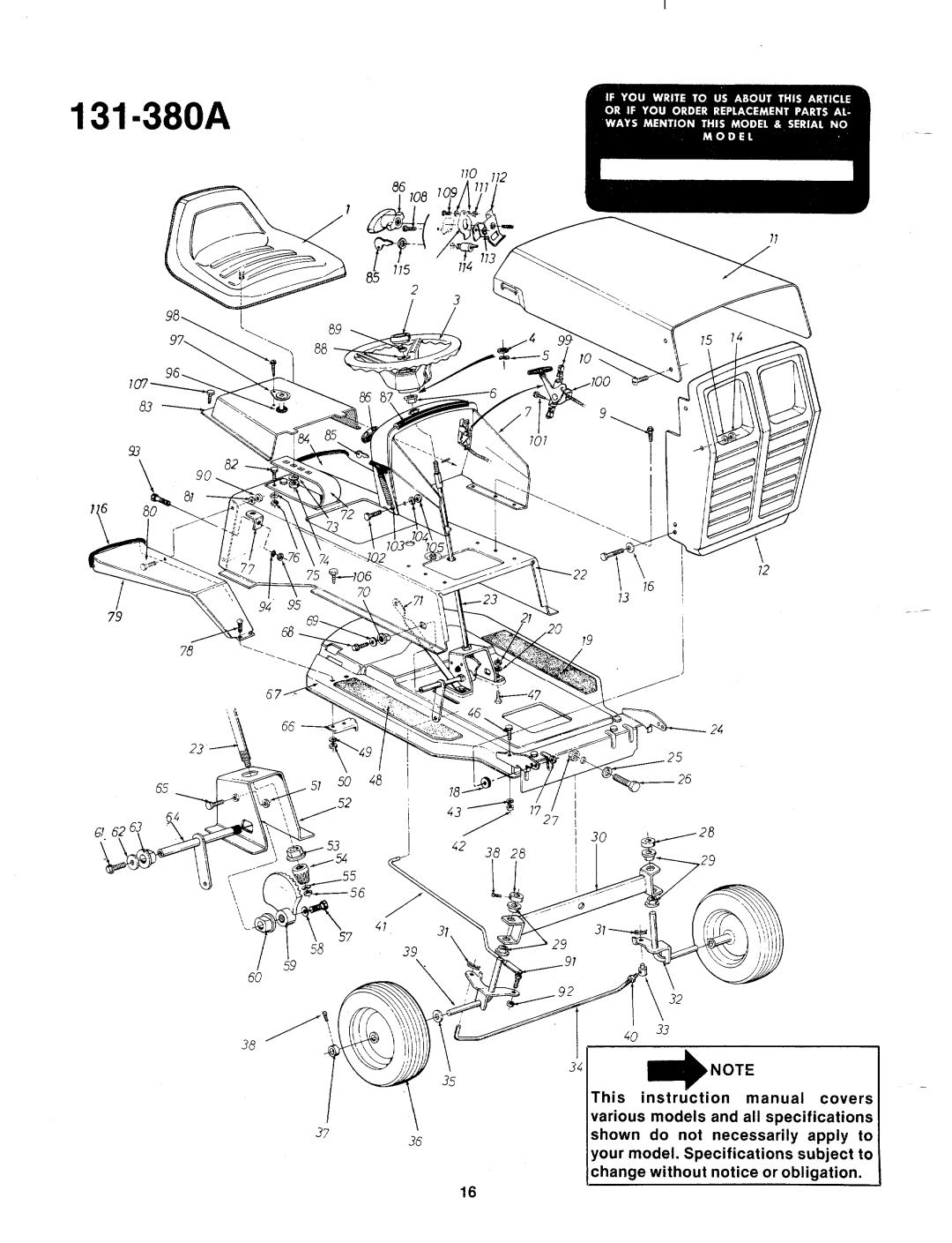 Bolens 131-380A manual 