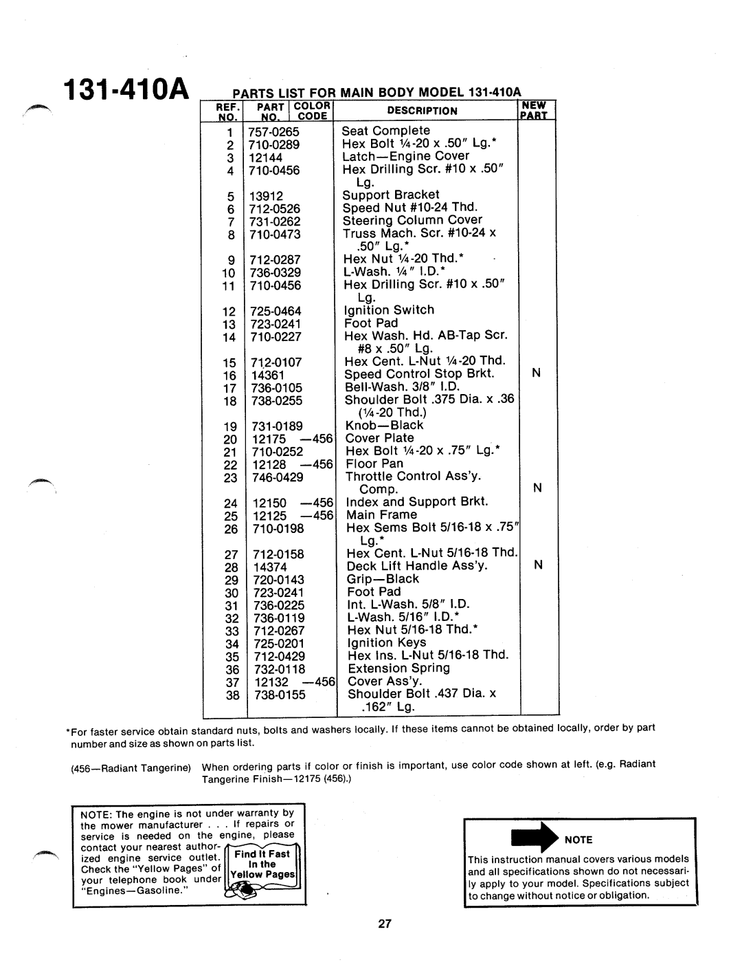 Bolens 131-410A manual 