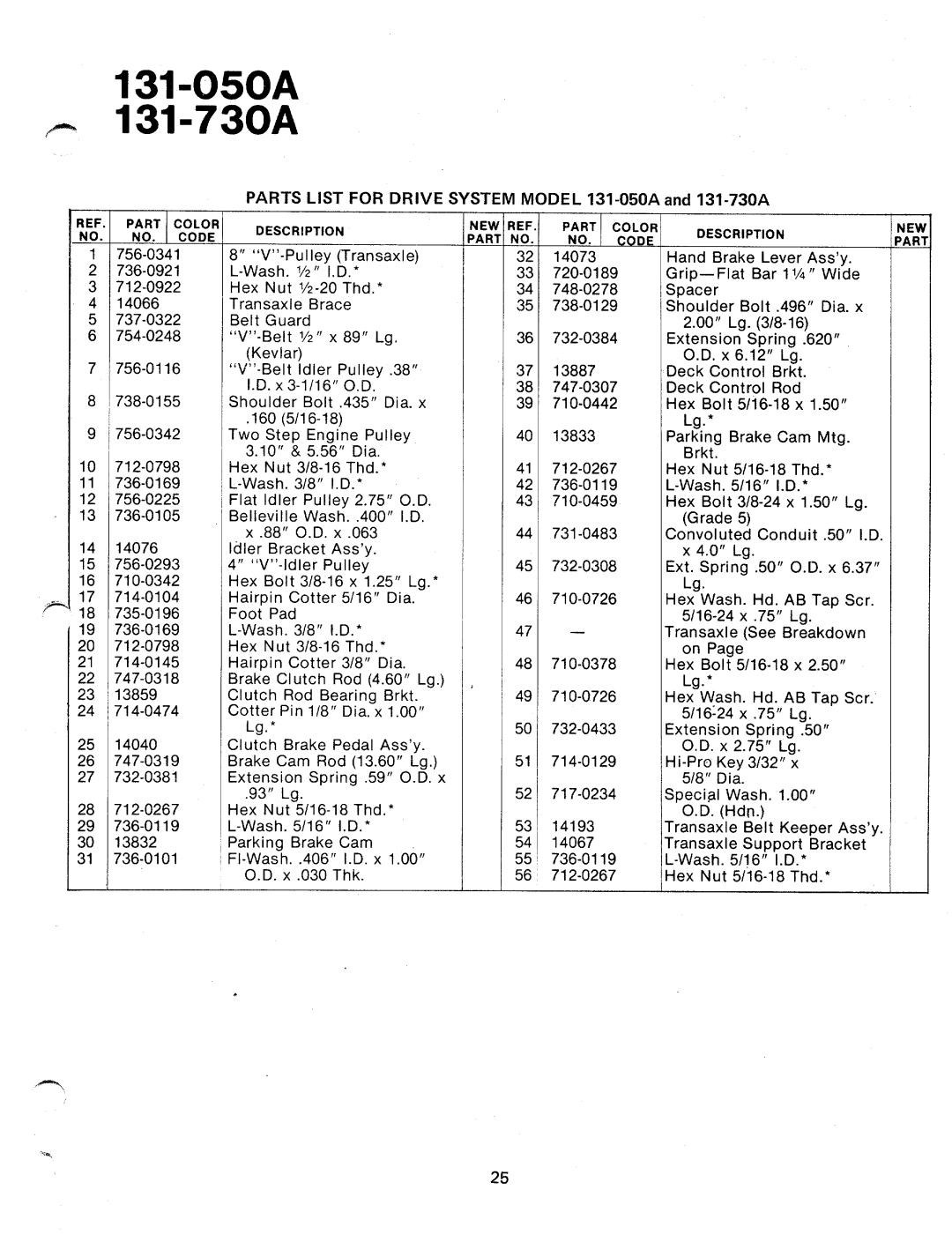 Bolens 131-050A, 131-730A manual 