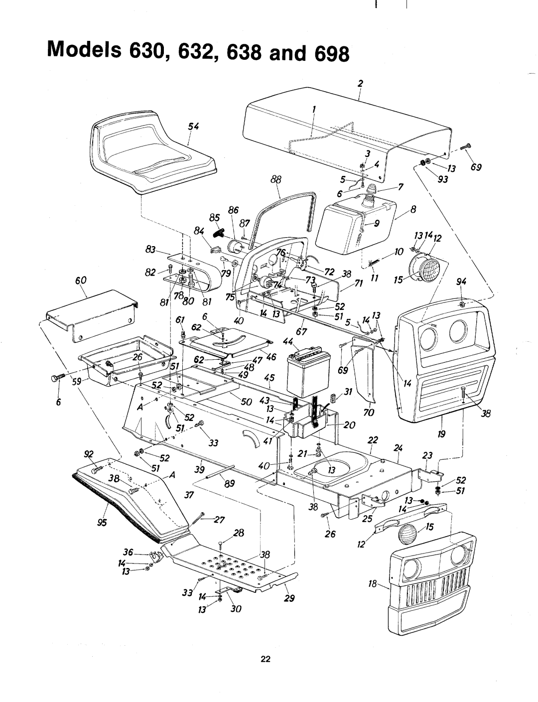 Bolens 133-638A, 133-632A, 133-698A, 133-630A manual 