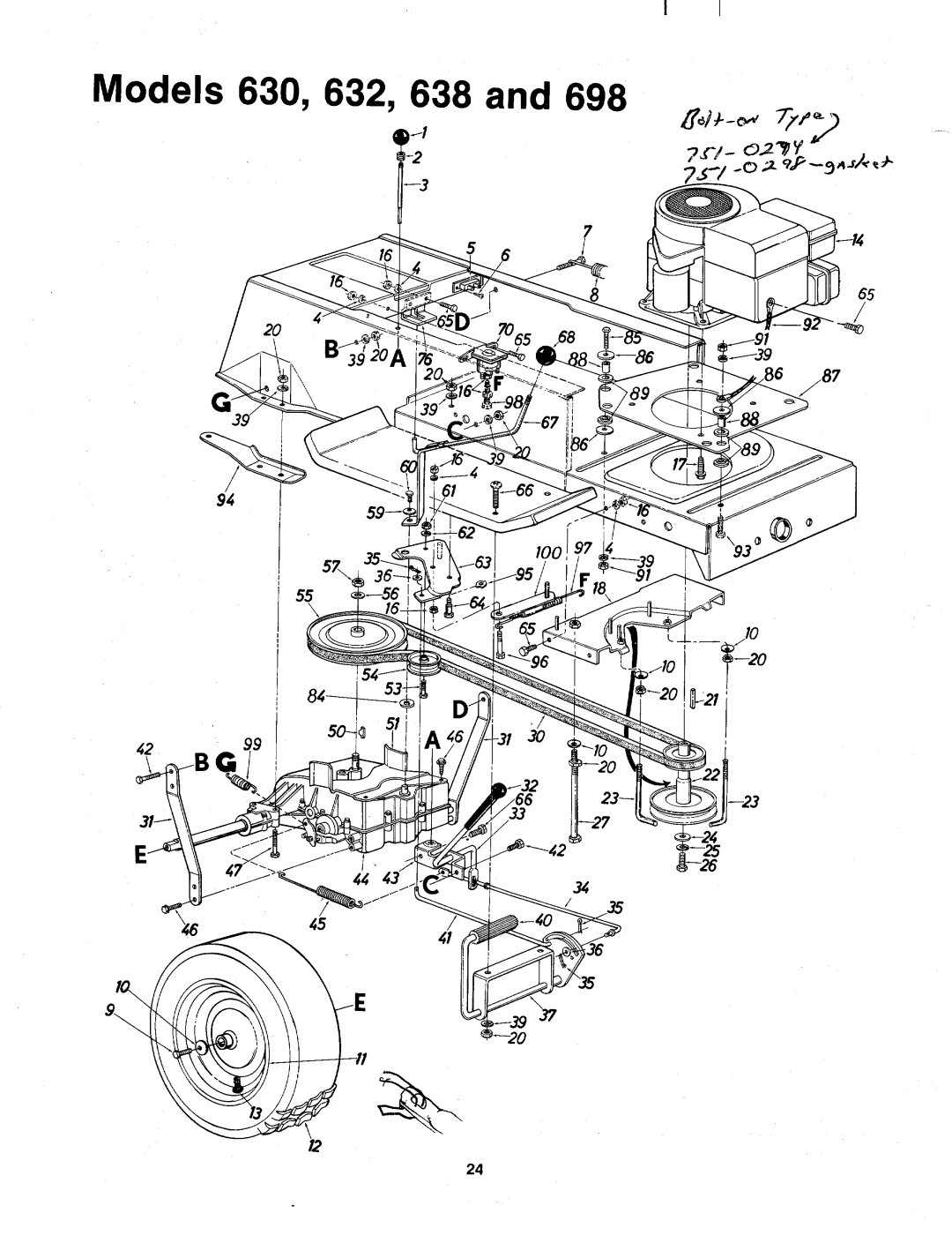 Bolens 133-632A, 133-698A, 133-638A, 133-630A manual 