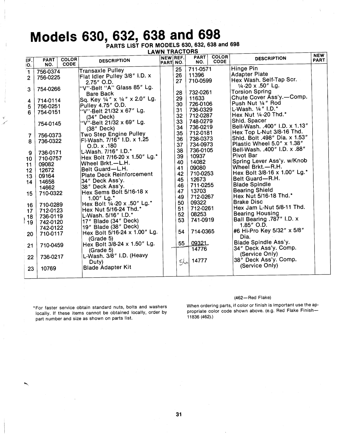 Bolens 133-630A, 133-632A, 133-698A, 133-638A manual 