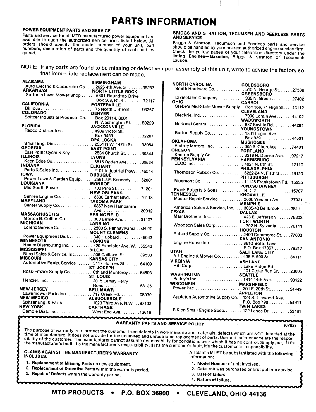 Bolens 133-630A, 133-632A, 133-698A, 133-638A manual 