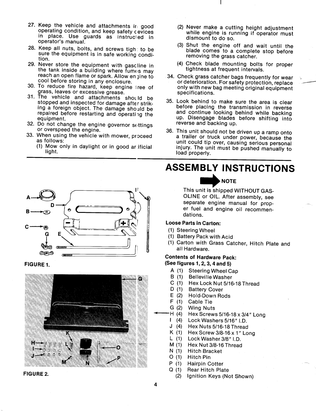 Bolens 134-526-000, 134-529-000, 134-528-000 manual 