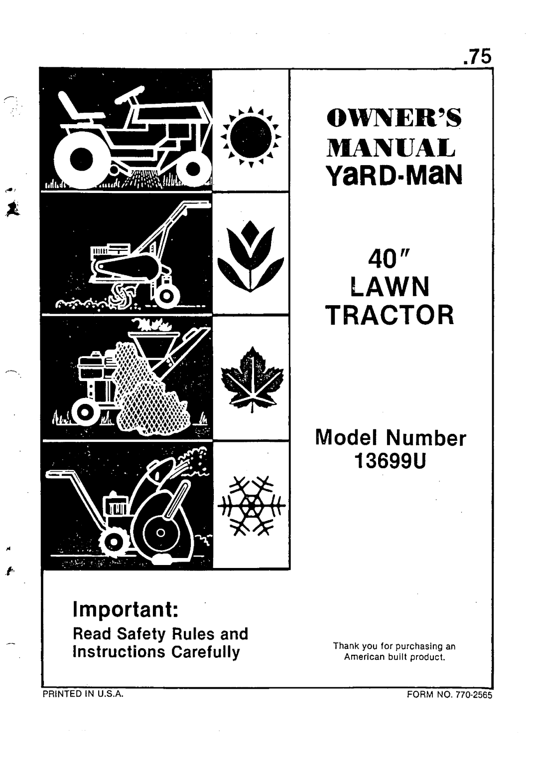 Bolens 13699U manual 