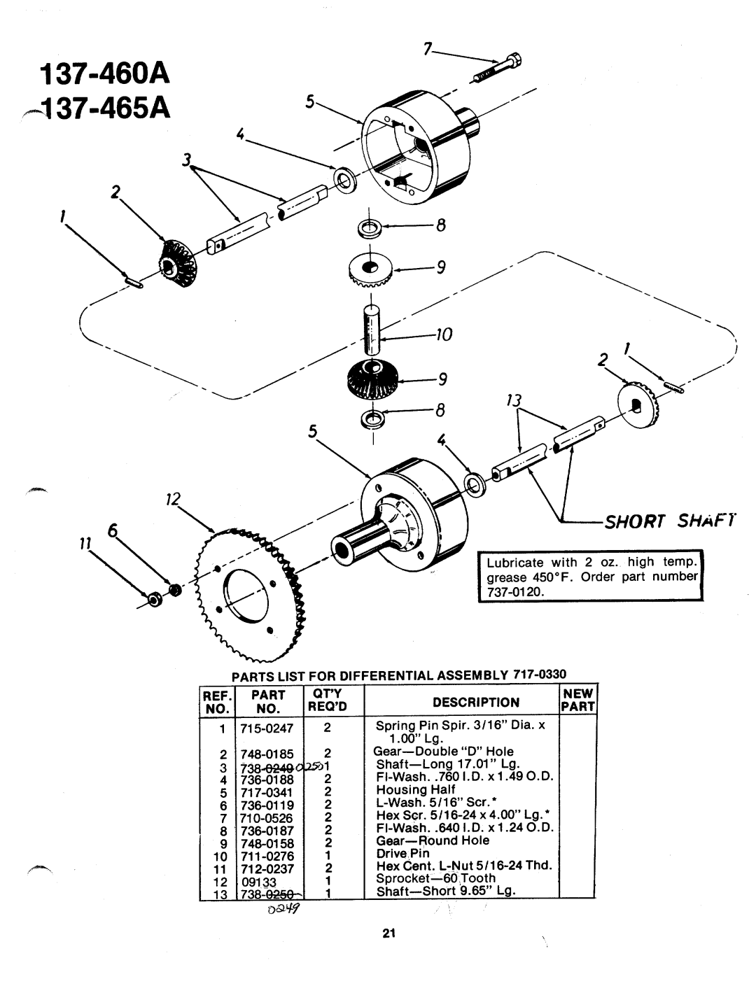 Bolens 137-465A, 137-645-300, 137-460A, 137-460-300 manual 