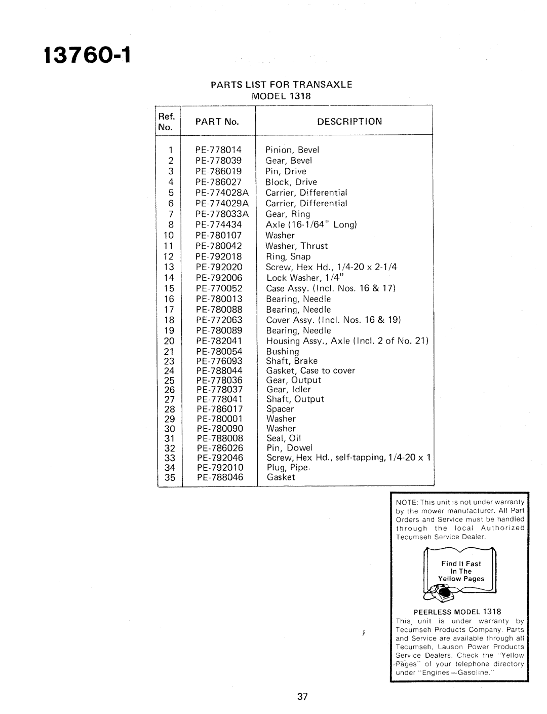 Bolens 13760-1 manual 