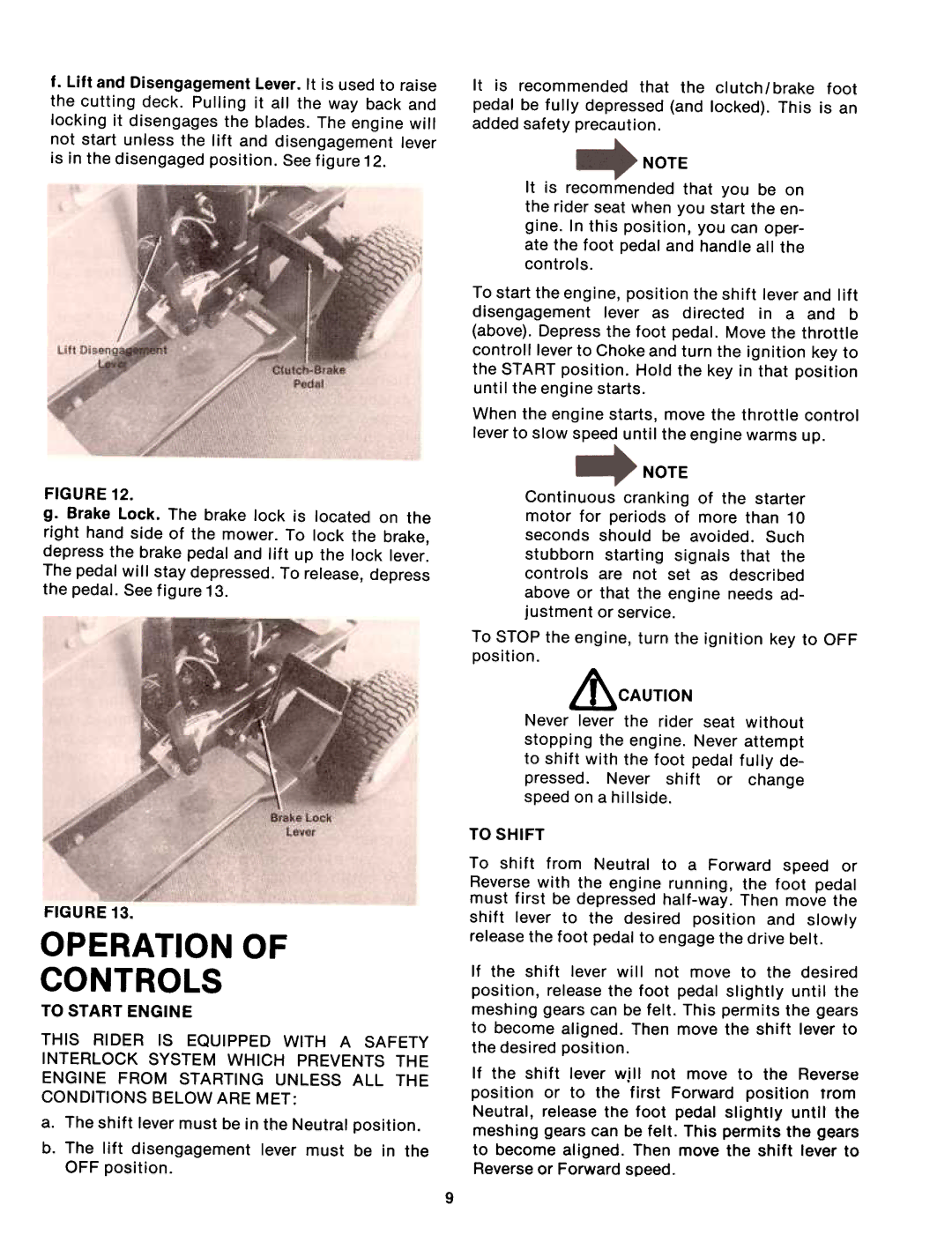 Bolens 13875-8, 13885-8 manual Operation Controls, To Shift 