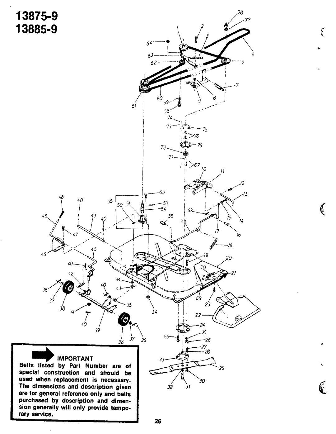 Bolens 13885-9, 13875-9 manual 