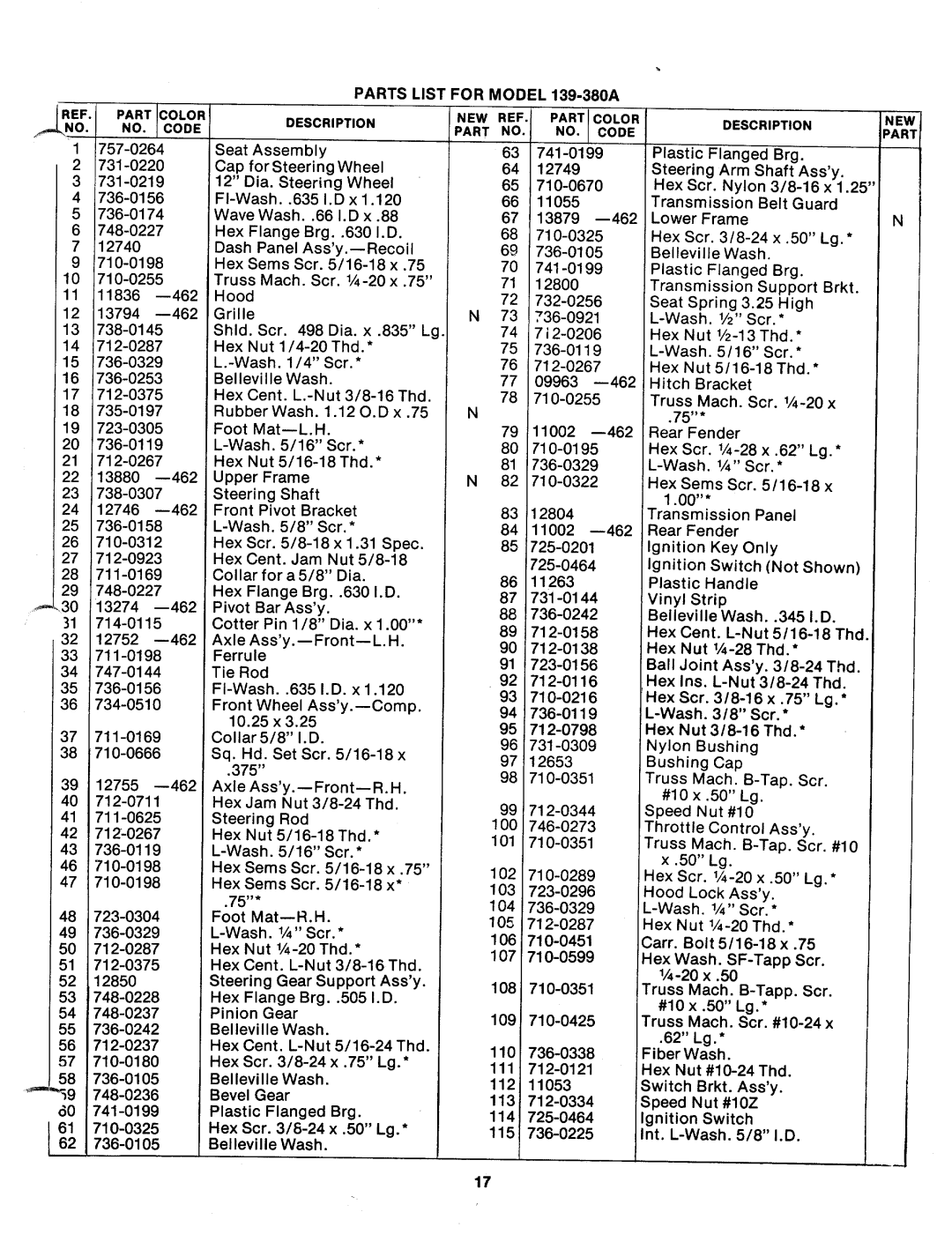 Bolens 139-380A manual 