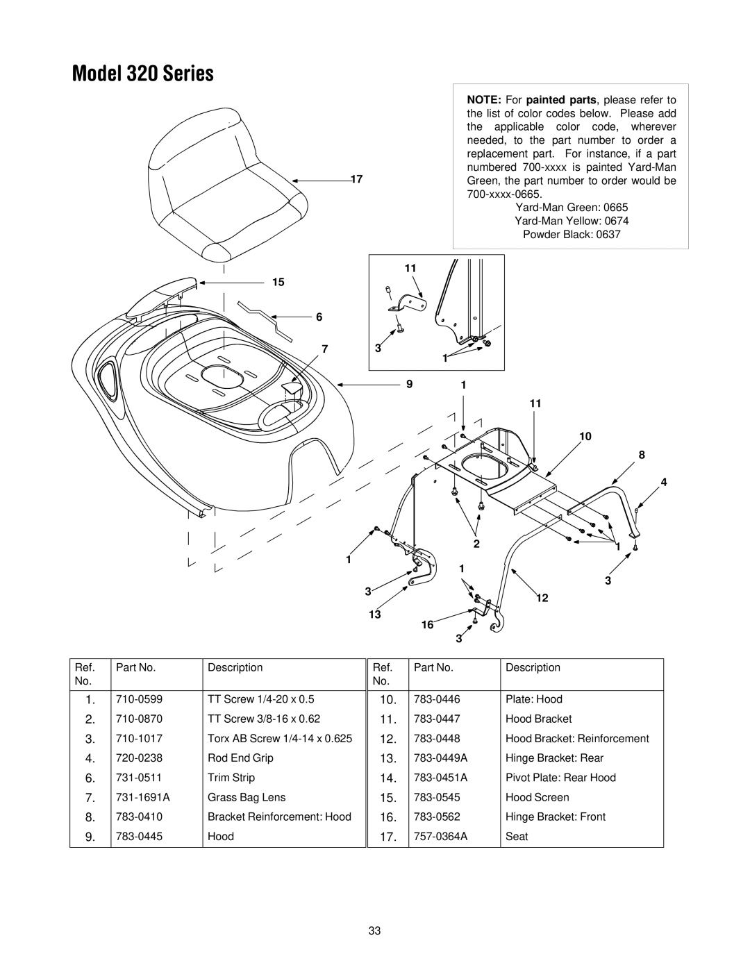 Bolens 13B-325-401 manual List of color codes below. Please add 