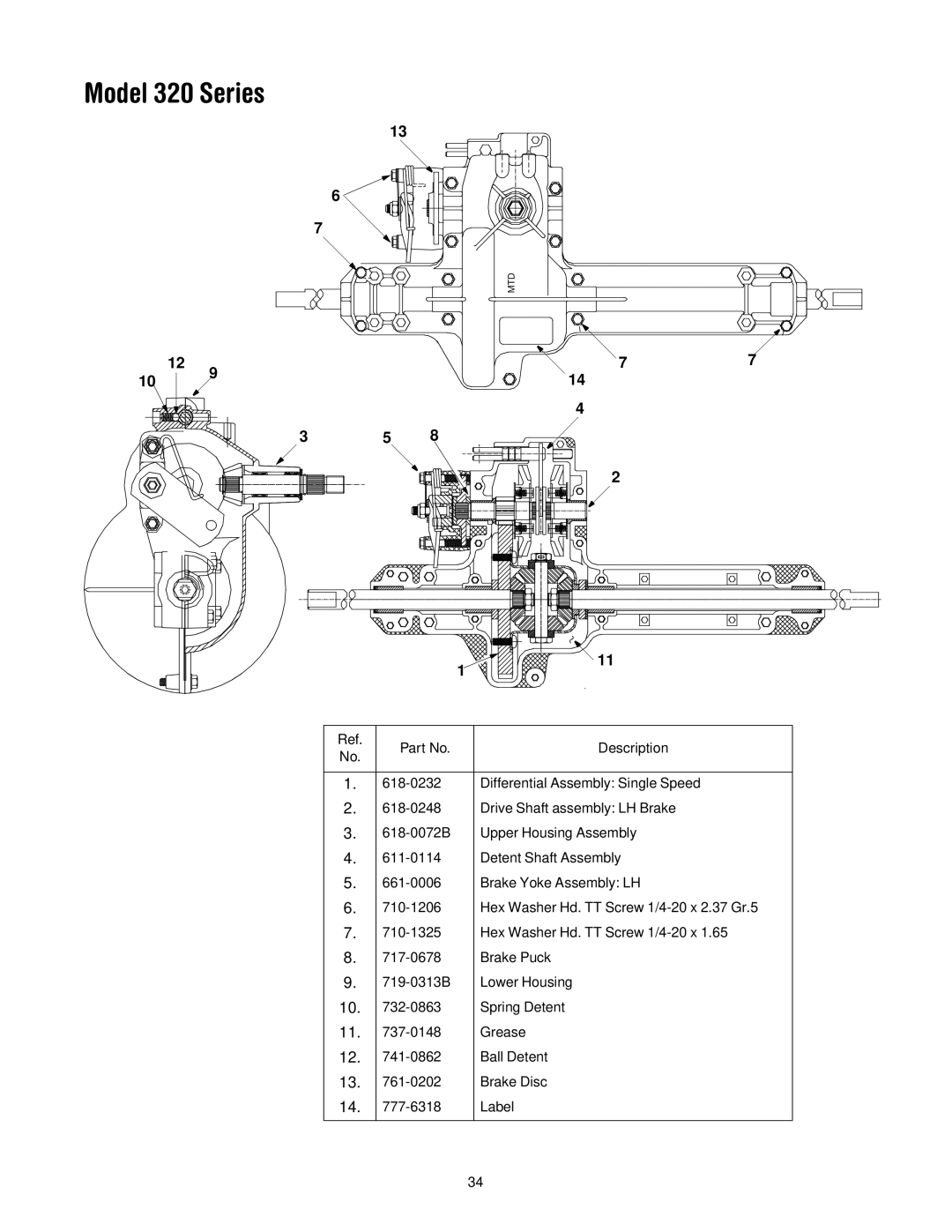 Bolens 13B-325-401 manual Model 320 Series 