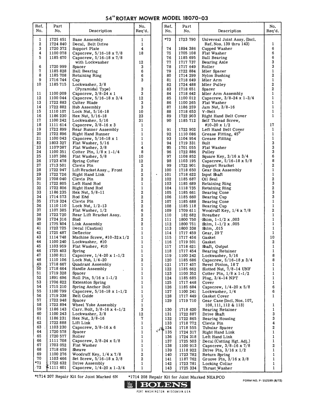 Bolens 18070-03 manual 