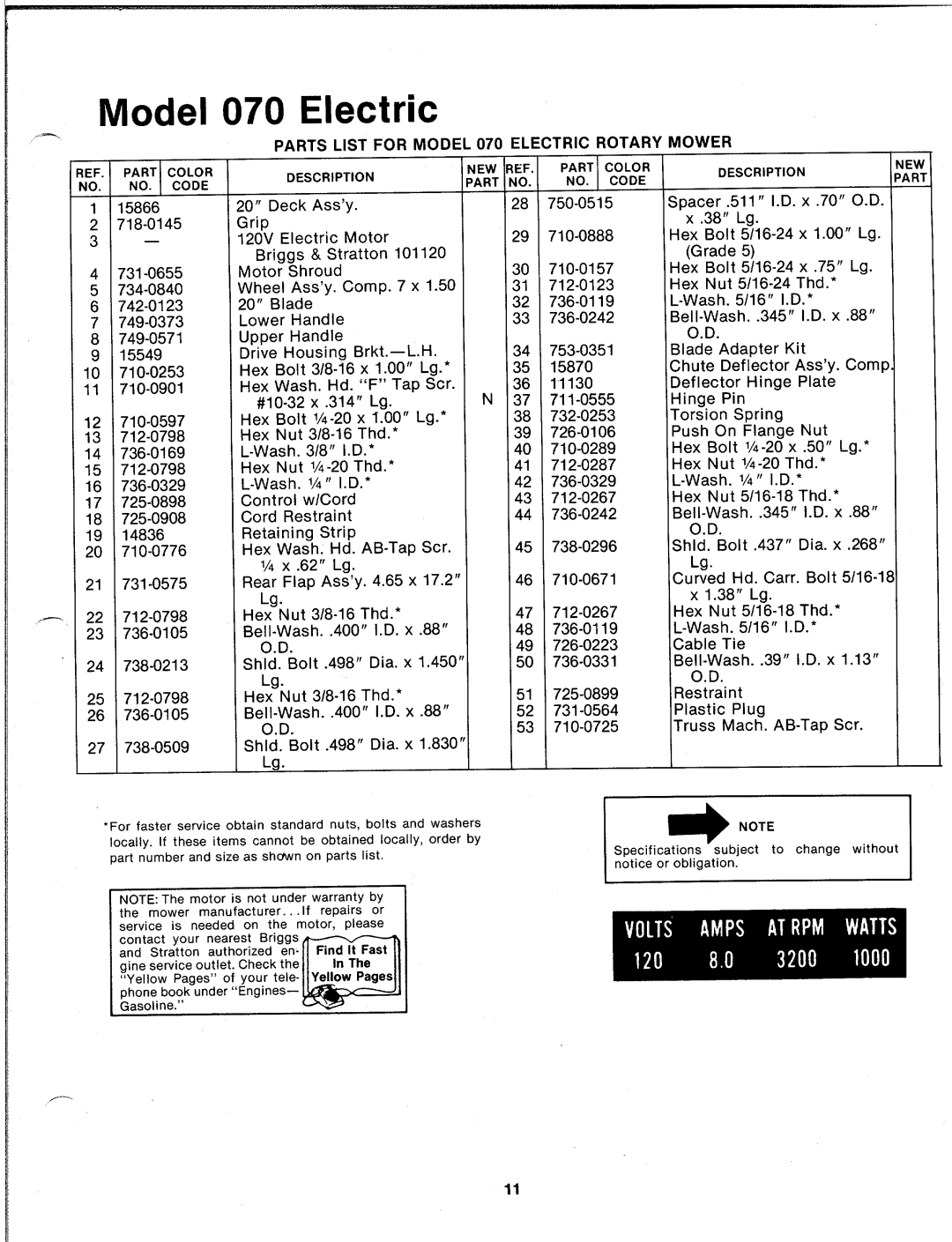 Bolens 82-0629, 18070S, 185-070-000 manual 