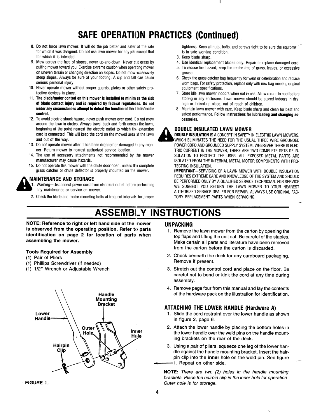 Bolens 181-304E000 manual 