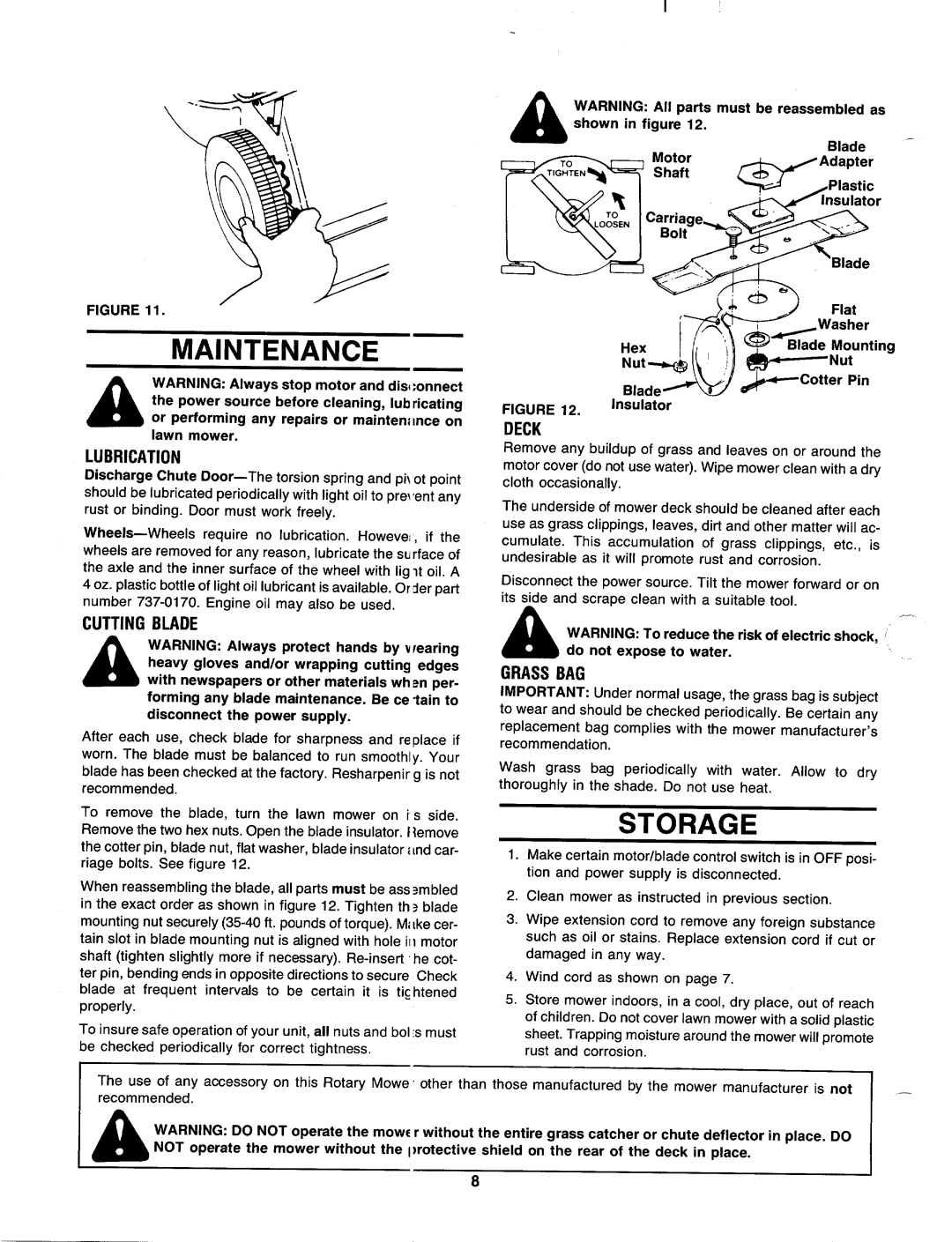 Bolens 181-304E000 manual 