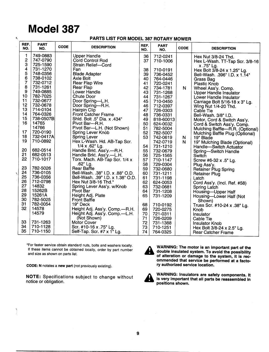 Bolens 183-387-000 manual 