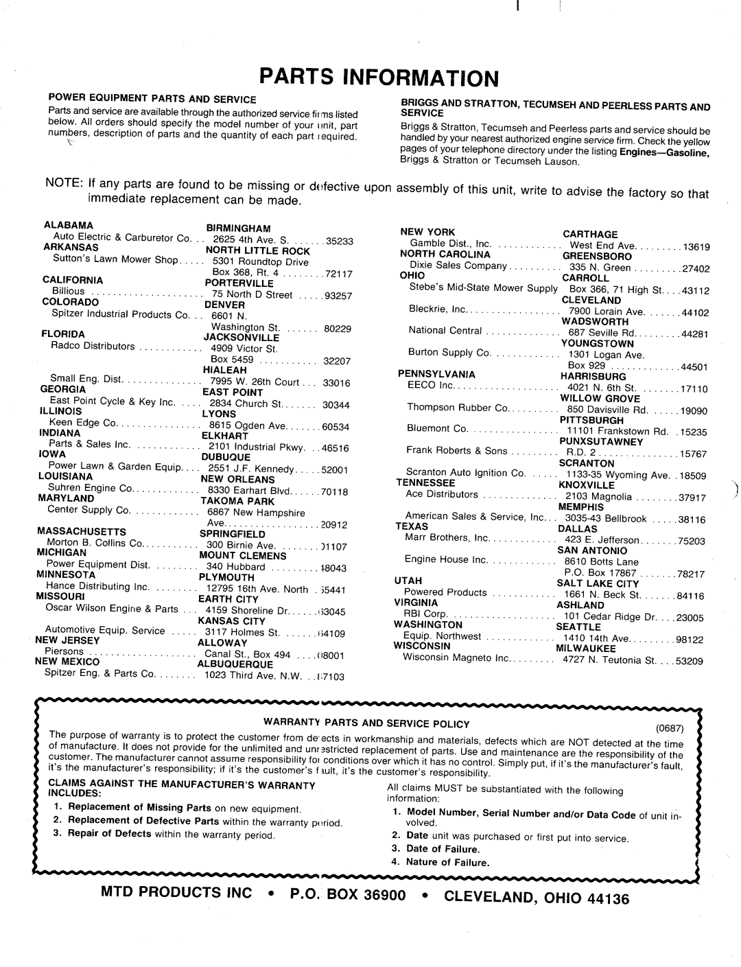 Bolens 188-421-000 manual 