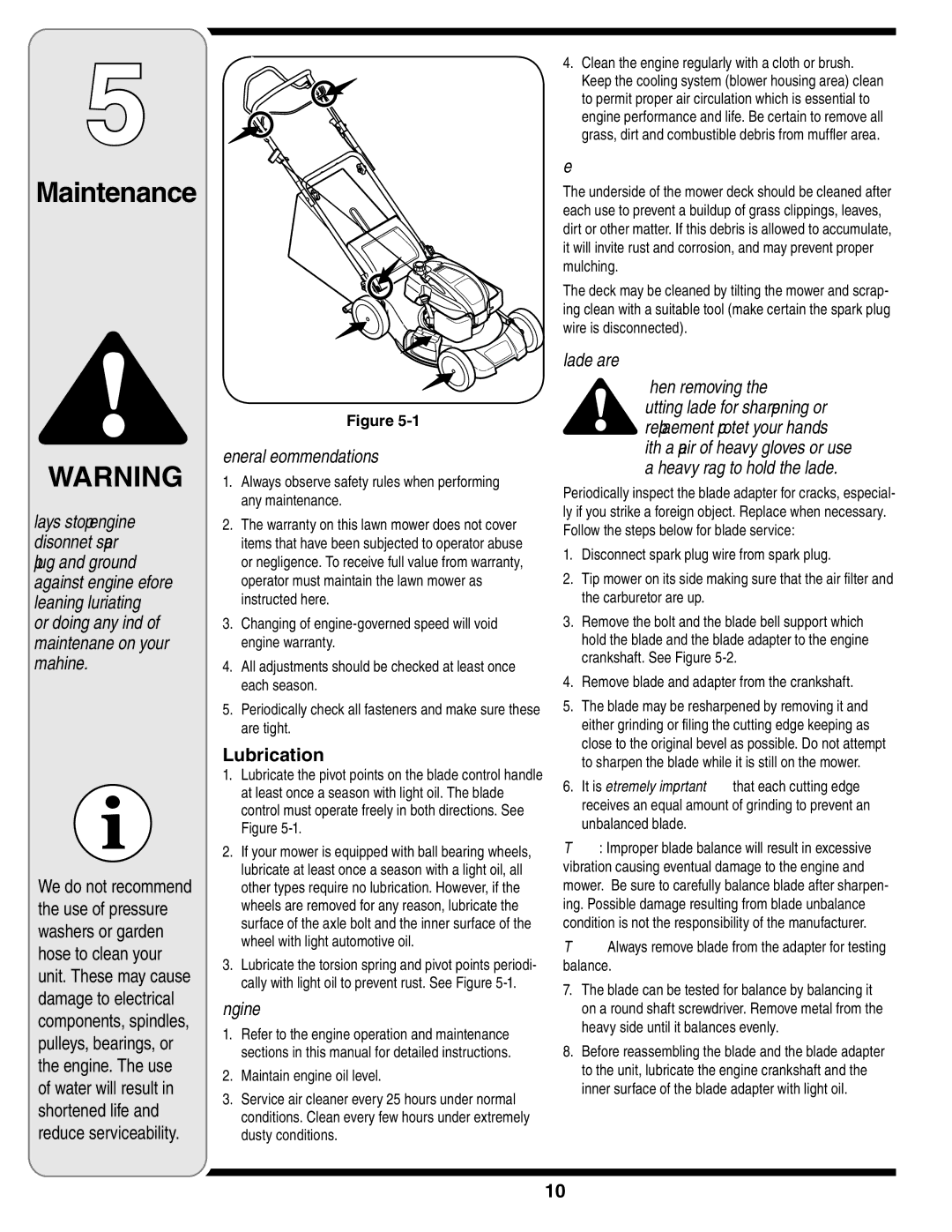 Bolens 18M warranty Maintenance 