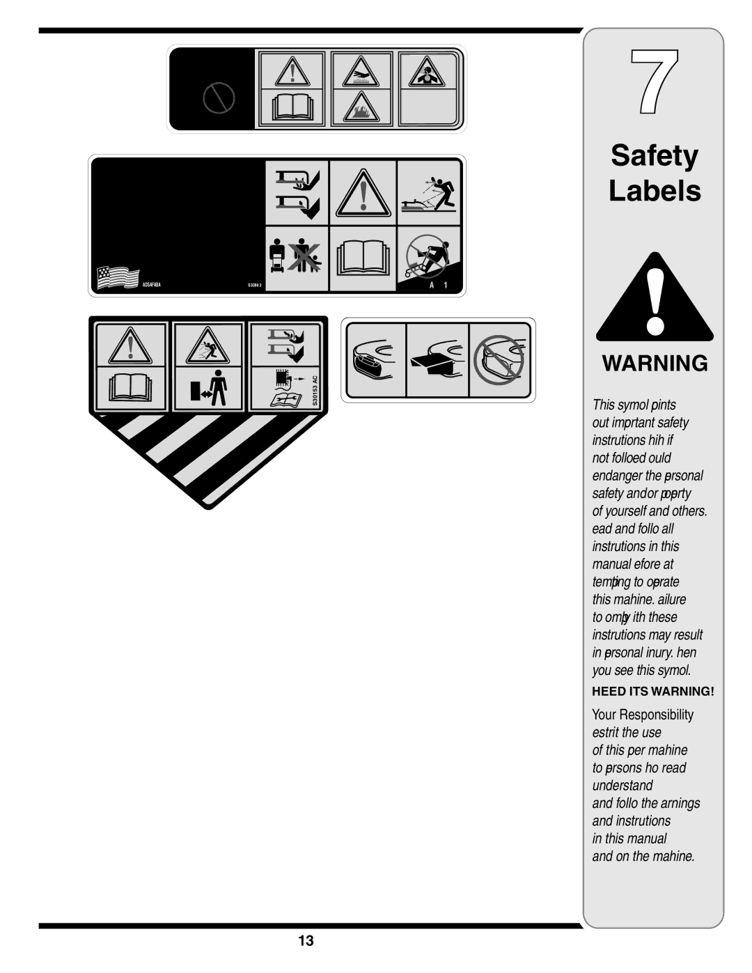 Bolens 18M warranty Safety Labels 