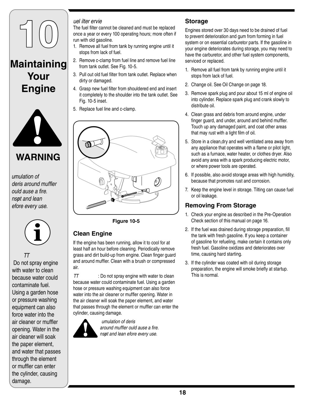 Bolens 18M warranty Fuel Filter Service, Removing From Storage, Clean Engine 