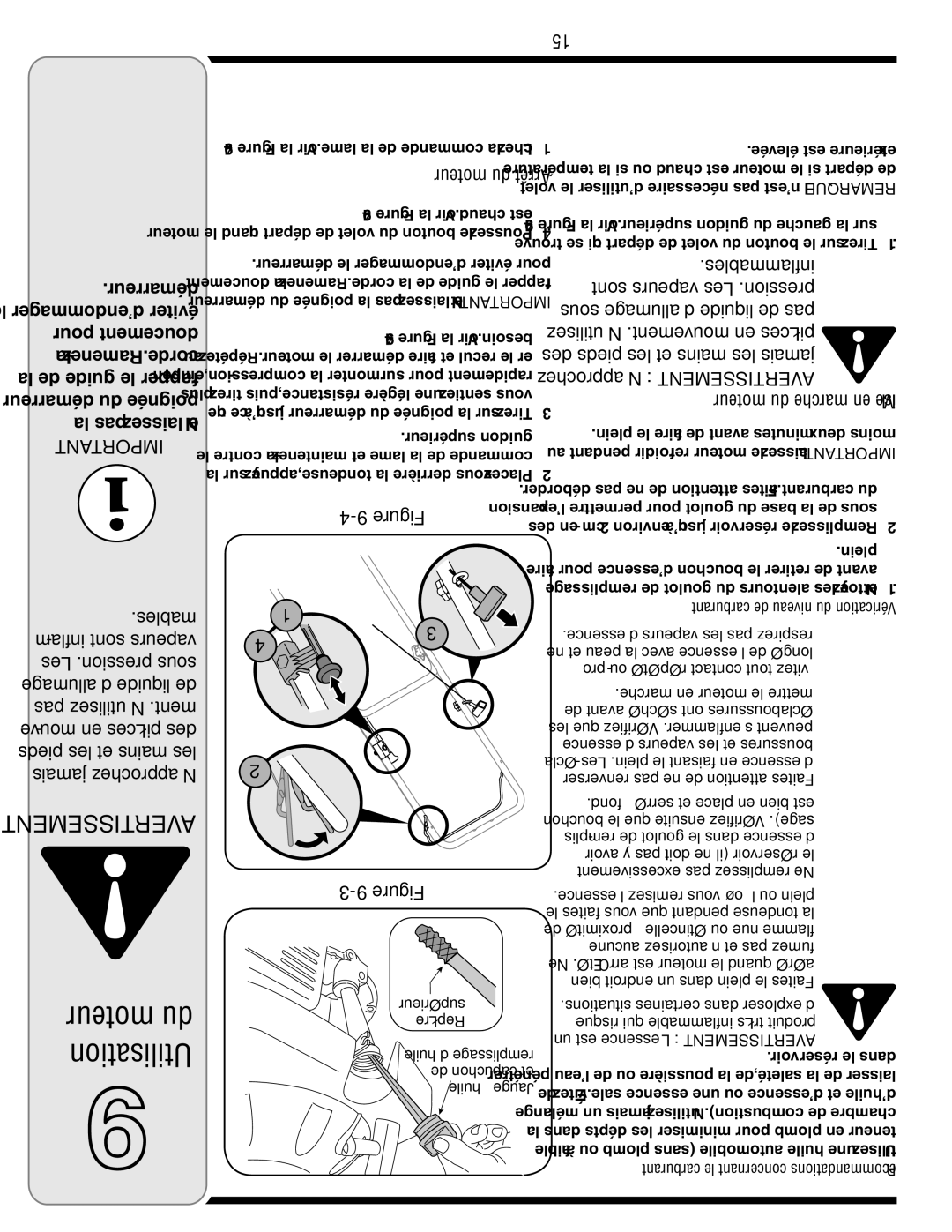 Bolens 18M warranty Moteur du Arrêt, Carburant le concernant Recommandations 